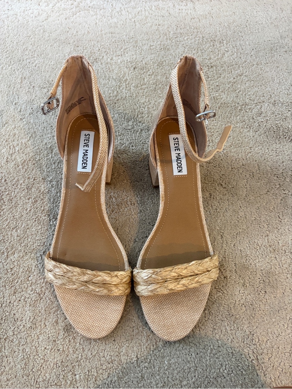 Steve Madden Neutral Braided Ankle-Strap Wedges
